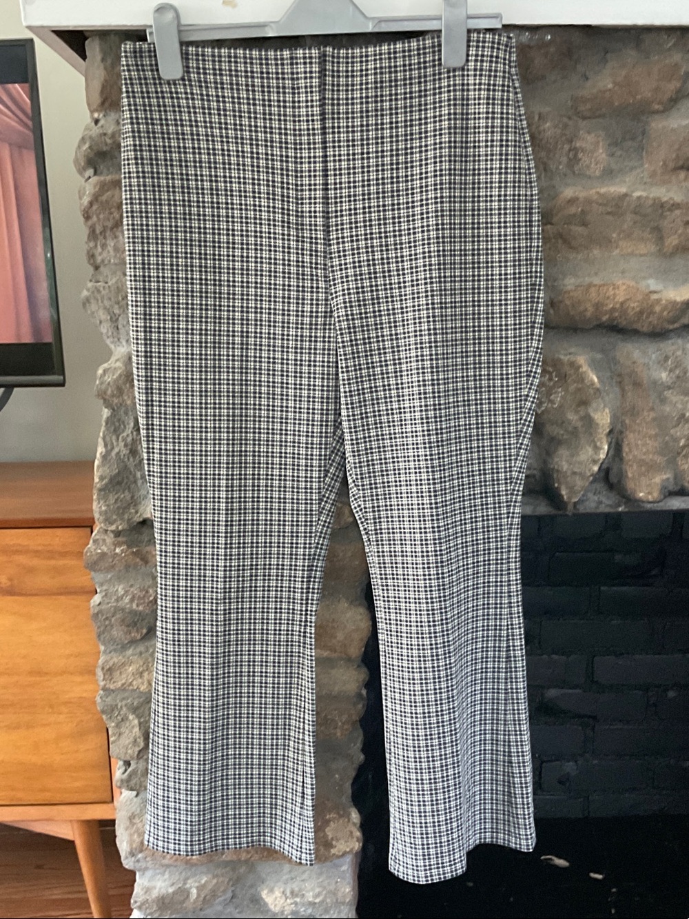 Theory Stretch Knit Houndstooth Kick Pants in black and cream
